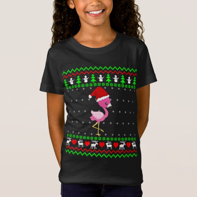 Camiseta Flamingo Ugly Christmas Sweater (Frente)