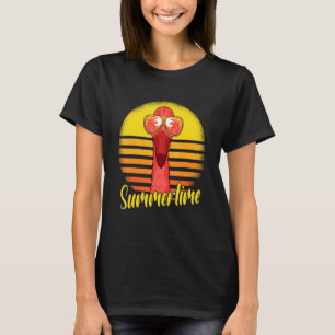 Camiseta Flamingo Verão Retrô Pôr do Sol Praia Férias Fl
