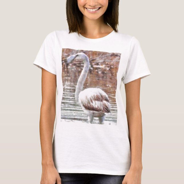 Camiseta Flamingo Watercolor Exótico (Frente)