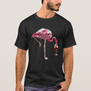 Camiseta Flamingo Wine Provando Humor Bebendo