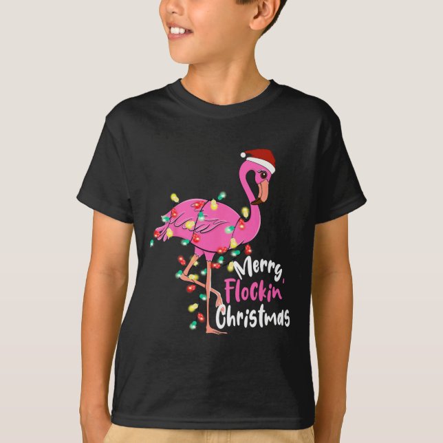 Camiseta Flamingo Xmas de feliz (Frente)
