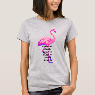 Camiseta Flamingo Young No Coração Engraçado Dizendo Coisa 