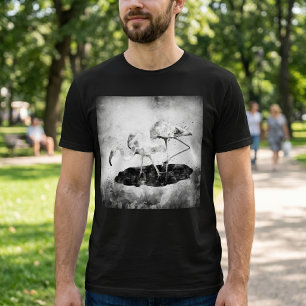 Camiseta Flamingos Black and White Watercolor