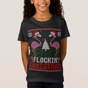 Camiseta Flamingos cor-de-rosa Feliz Flockin Natal Feio