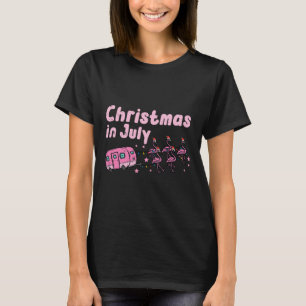 Camiseta Flamingos de Natal de Julho Trailer de Acampamento