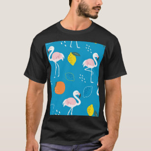 Camiseta Flamingos, frutas tropicais abstrato, moenda