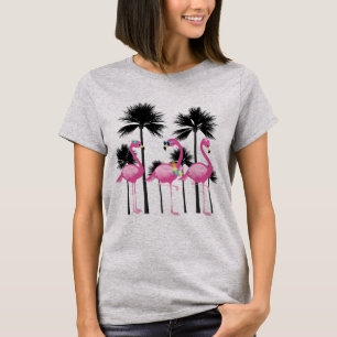 Camiseta flamingos rosa-rosa de praia