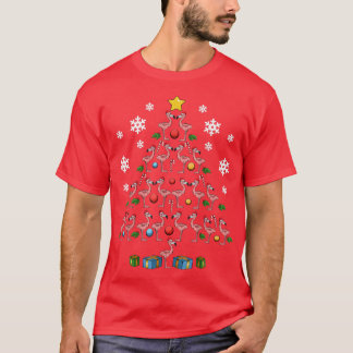 Camiseta Flamingos Tree Papais noeis Divertidos Celebra Fel