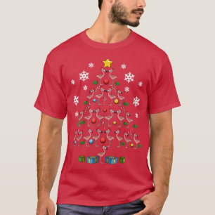Camiseta Flamingos Tree Papais noeis Divertidos Celebra Fel