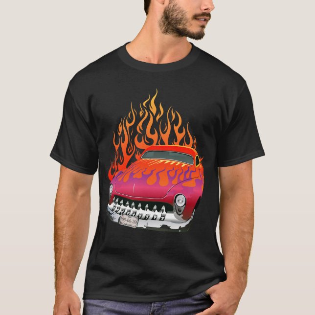 Camiseta flamme voiture americaine hot rod muscle car vinta (Frente)