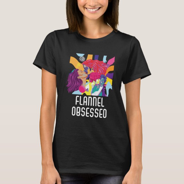 Camiseta Flannel Obcecado Orgulho Bissexual Arco-Íris Bisex (Frente)