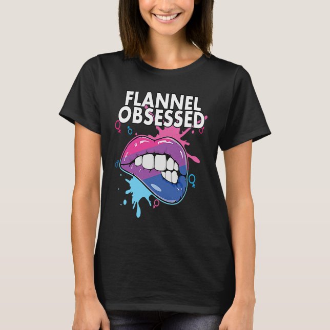 Camiseta Flannel Obsessed Bisexual Rainbow Pride Bisexualit (Frente)