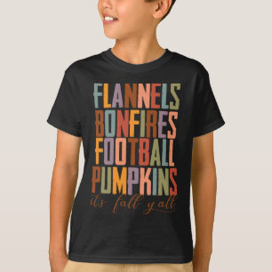 Camiseta Flannels Bonfire Pegbyll Pumpkins É outono Y'al