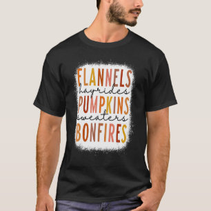 Camiseta Flannels Branqueados Bonfire Pumpkins Fall Vibes