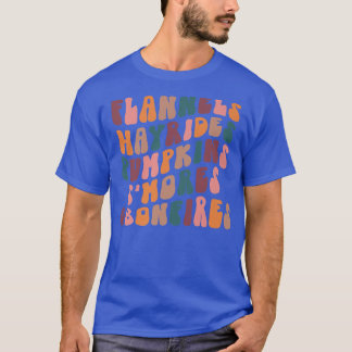 Camiseta Flannels Hayrides Pumpkin Vintage Groovy Autumn Th