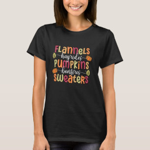 Camiseta Flannels Hayrides Pumpkins Bonfire Sweater