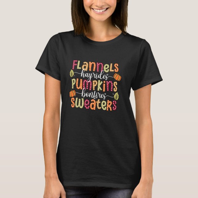 Camiseta Flannels Hayrides Pumpkins Bonfire Sweater (Frente)