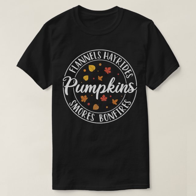 Camiseta Flannels Hayrides Pumpkins Smores Bonfire Funny A (Frente do Design)