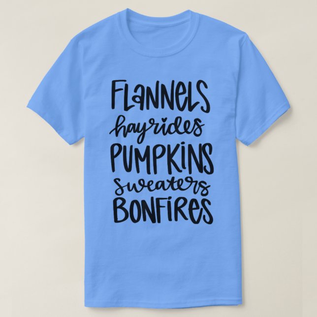 Camiseta Flannels Hayrides Pumpkins Sweater Bonfire (Frente do Design)