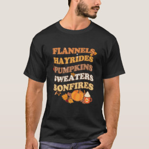 Camiseta Flannels Hayrides Pumpkins Sweater Bonfire Fall