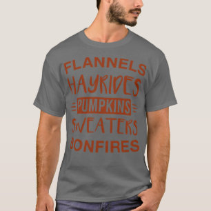 Camiseta Flannels Hayrides Pumpkins Sweater Bonfire Fall