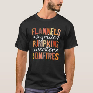 Camiseta Flannels Hayrides Pumpkins Sweater Bonfire Fall