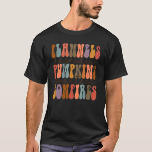 Camiseta Flannels Hayrides Pumpkins Sweater Bonfire Happy