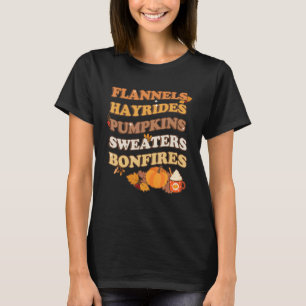 Camiseta Flannels Hayrides Pumpkins Sweater Bonfire Retro