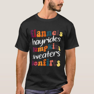 Camiseta Flannels Hayrides Pumpkins Sweater Bonfire, Than