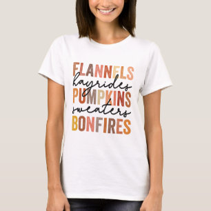 Camiseta Flannels Hayrides Pumpkins Vintage Sweater Bonfir