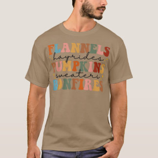 Camiseta Flannels Hayrides Pumpkins Vintage Sweater Bonfir