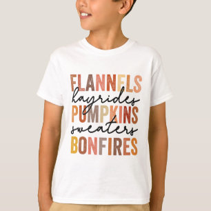 Camiseta Flannels Hayrides Pumpkins Vintage Sweater Bonfir