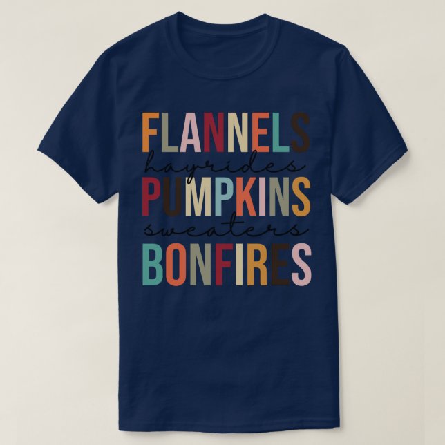 Camiseta Flannels Pumpkins Bonfire (Frente do Design)