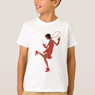 Camiseta flaper preto sequencial vermelho