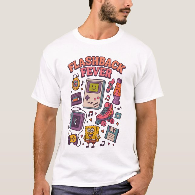 Camiseta Flashback Fever – Nostalgia Retro dos Ano (Frente)