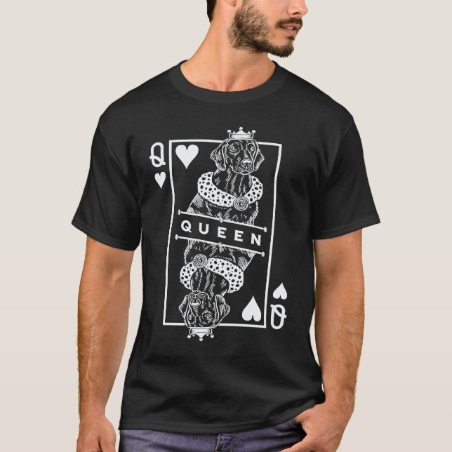Camiseta Flat Coated Retriever Rainha Dos Corações Cachorro (Frente)
