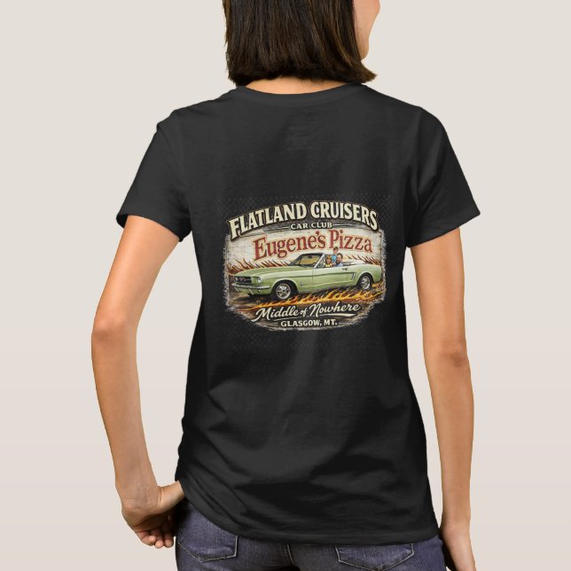 Camiseta Flatland Cruisers Car Club–Eugene's Pizza (Verso)