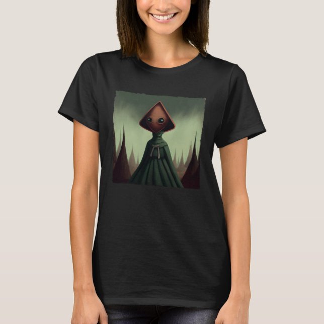 Camiseta Flatwoods Monster Braxie 1952 Creepy Alien Cryptid (Frente)