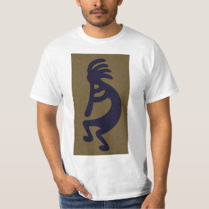 Camiseta Flauta tocando Kokopelli Figura: Preto em verde