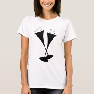 Camiseta Flautas de Champanhe em Preto e Branco
