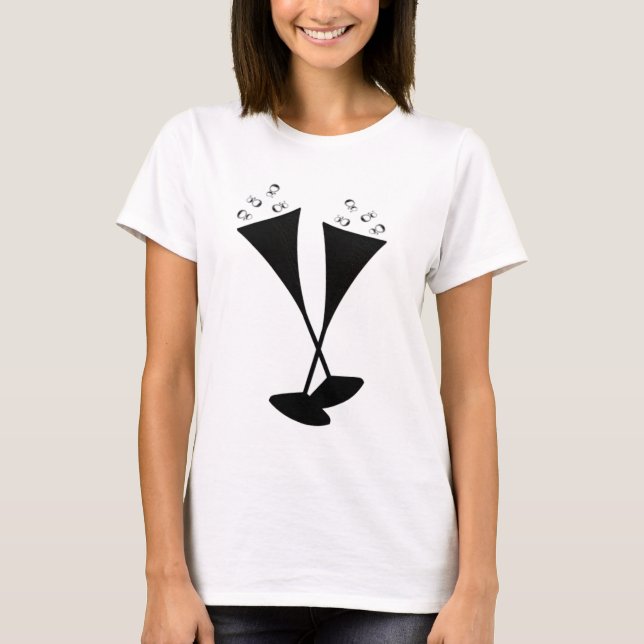 Camiseta Flautas de Champanhe em Preto e Branco (Frente)