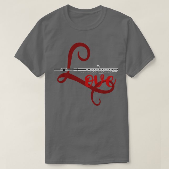 Camiseta Flautista de Woodwind Flute Love (Frente do Design)