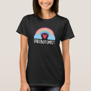 Camiseta Flebotomista Coração Arco-Íris Presentes de Flebot
