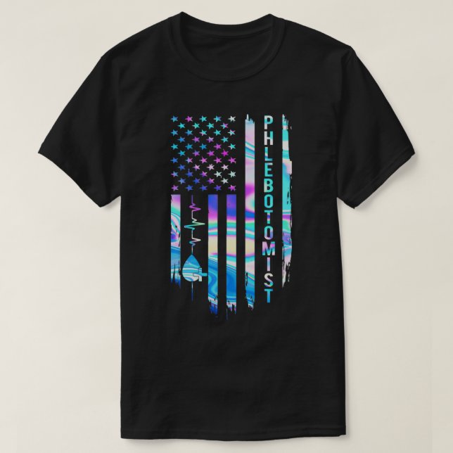 Camiseta Flebotomista do Coração de Sinalizador Americano I (Frente do Design)