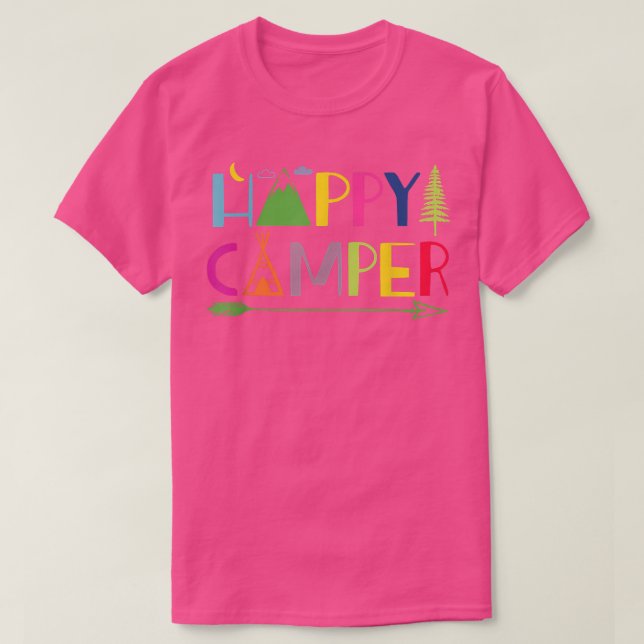 Camiseta Flecha Camping Feliz Acampamento de Verão Presente (Frente do Design)