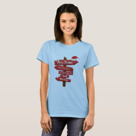Camiseta Flechas de madeira Feliz Natal e Ano Novo