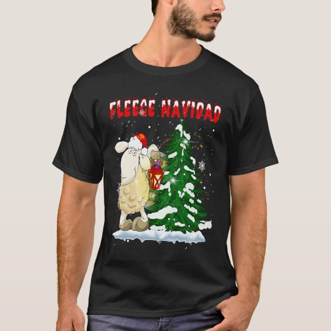 Camiseta Fleece Feliz Navidad  Cute-Sheep Christmas (Frente)