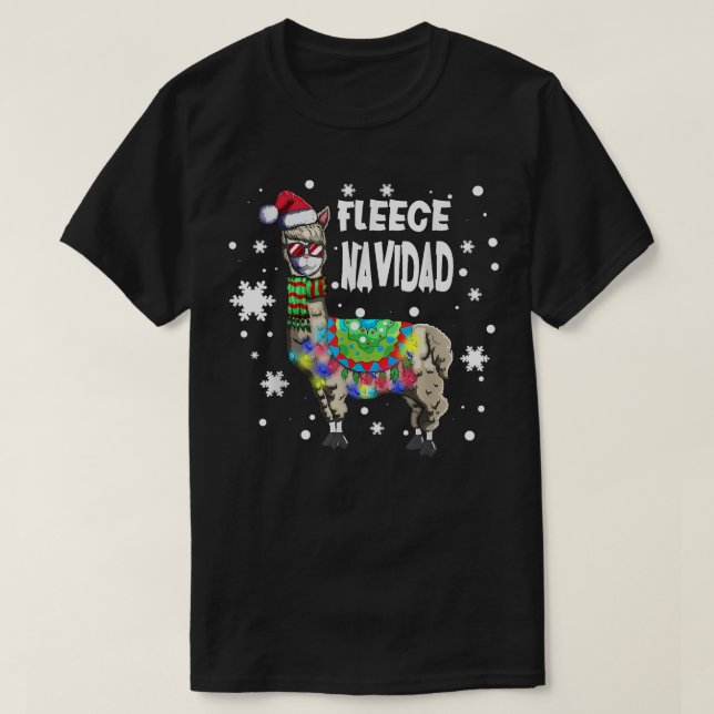 Camiseta Fleece Feliz Navidad Llama Xmas String Llam (Frente do Design)