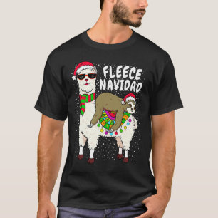 Camiseta Fleece Feliz Navidad Sloth no Natal de Llama