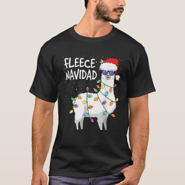 Camiseta Fleece Navidad Funny Christmas Navidad Llama  (Frente)